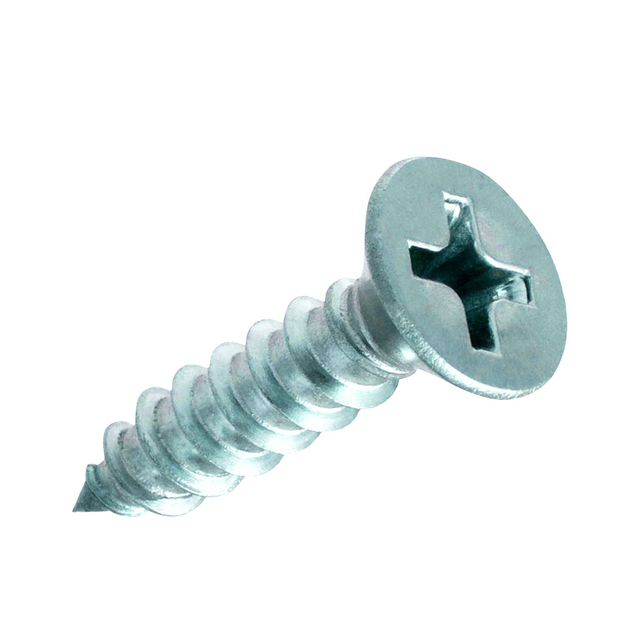 مسامير اللوح الليفي الغاطسة المتقاطعة ذات الرأس المسطح المطلية بالزنك، برغي خشبي ذاتي التنصت