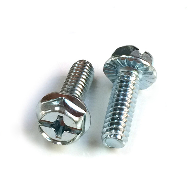 كومبو (فيليبس/مشقوق) مسمار شفة برأس سداسي منخفض الكربون ومطلي بالزنك